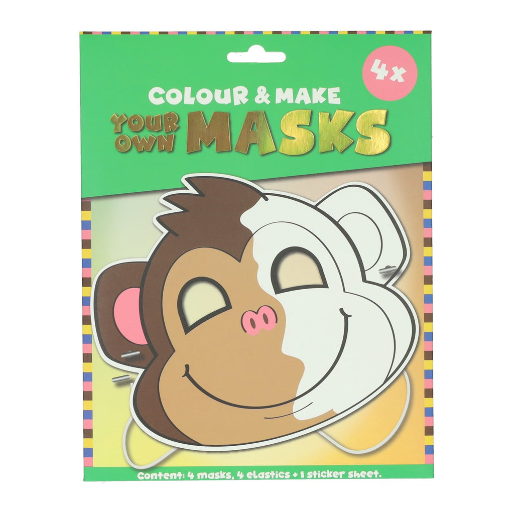 Wins Holland - Wins Holland Kleur je eigen masker aapje - 4 maskers