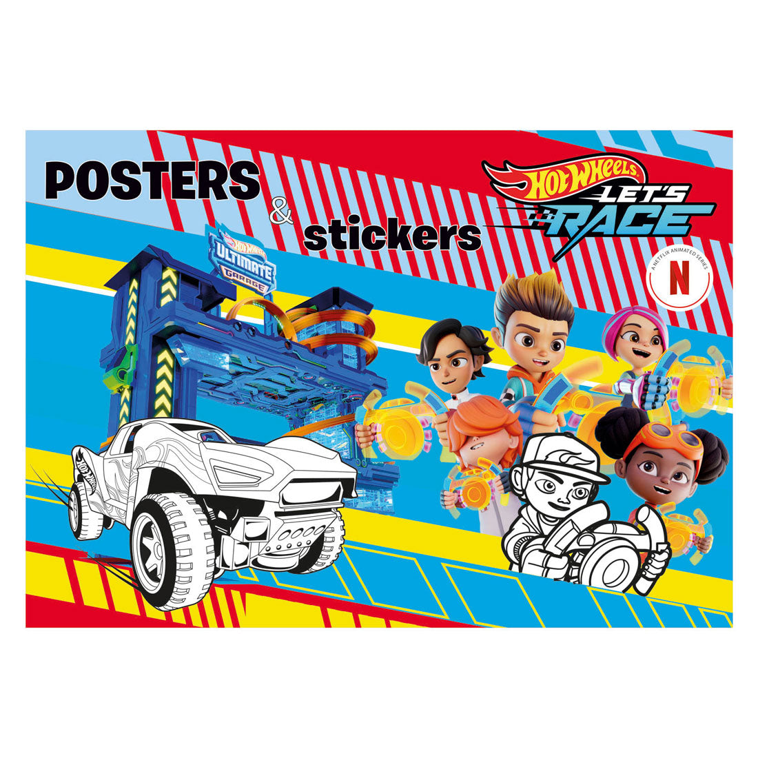 Boek specials nederland bv hot wheels posterboek om te kleuren met stickers