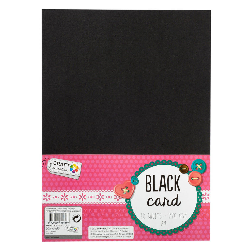 Creative Craft Group - Creative Craft Group Hobbykarton zwart a4 10 vellen