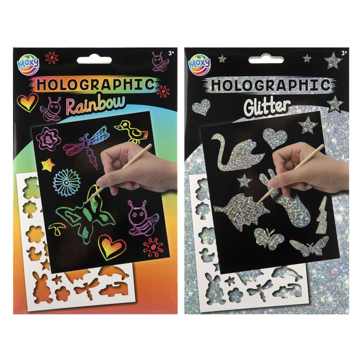 Creative Craft Group - Creative Craft Group A5 kraskaarten glitter/regenboog - 4 kraskaarten