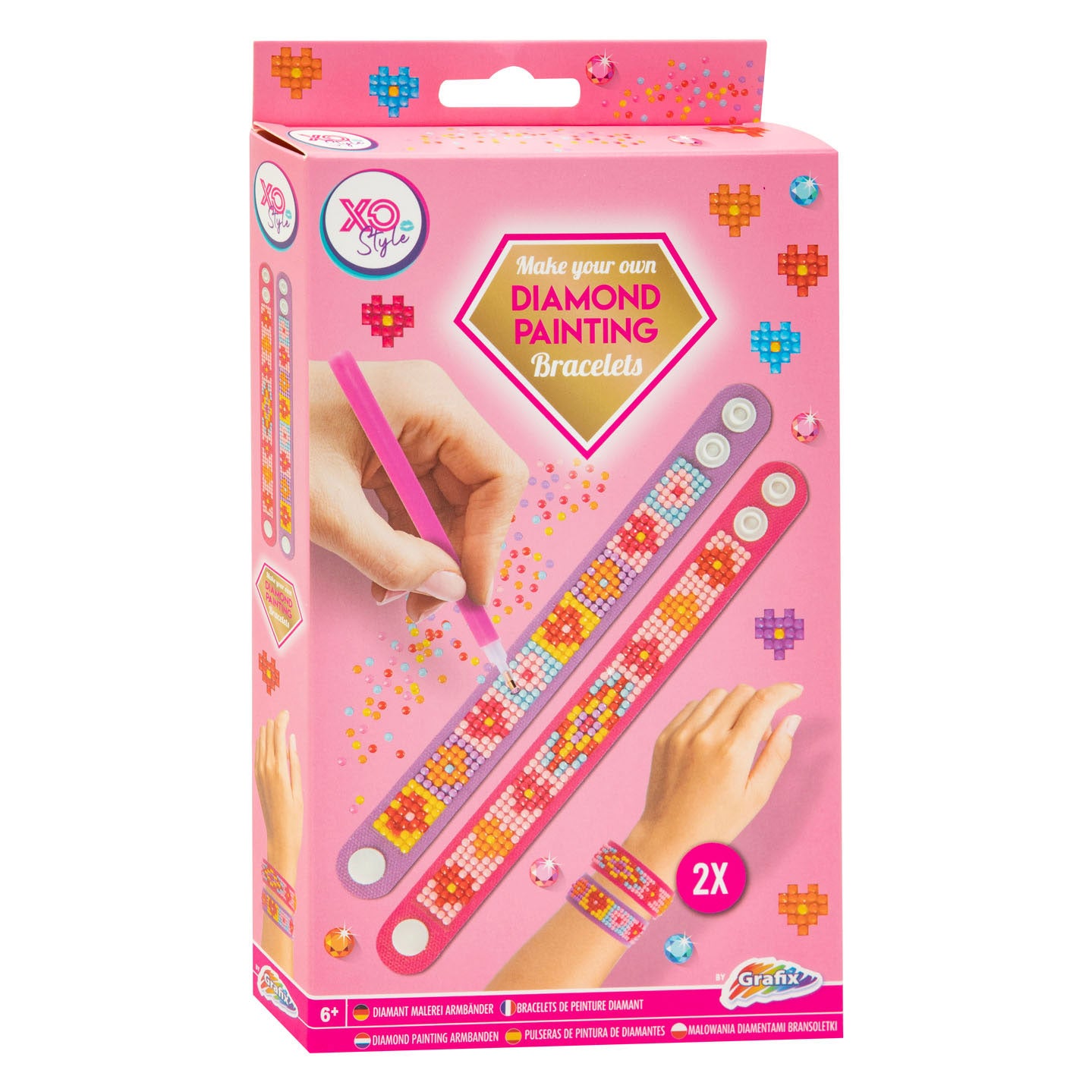 Grafix - Grafix Diamond painting armbanden roze 2st.