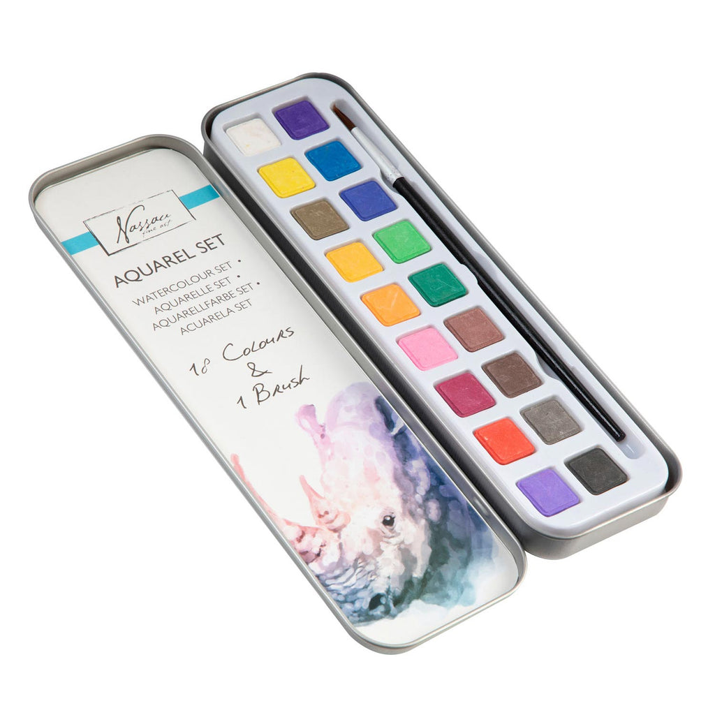 Nassau fine art nassau aquarel verfset, 18 kleuren