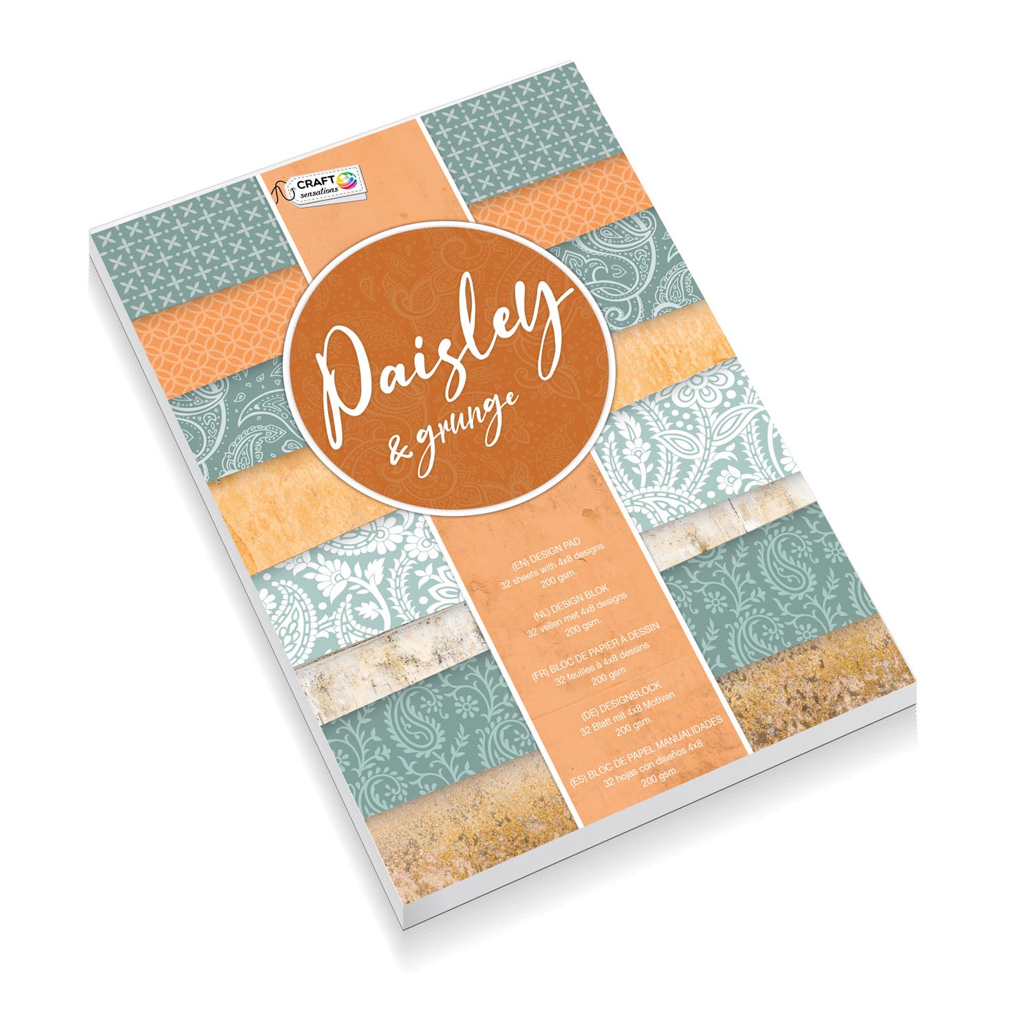 Creative craft group knutselkarton a5, 32 vellen - paisley grunge