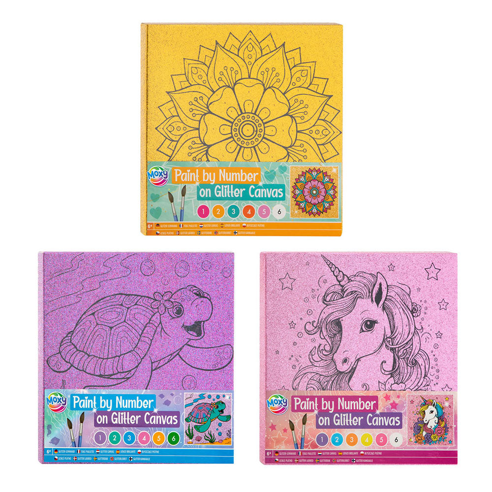 Creative Craft Group - Creative Craft Group Schilderen op nummer glitter canvas 9 delig