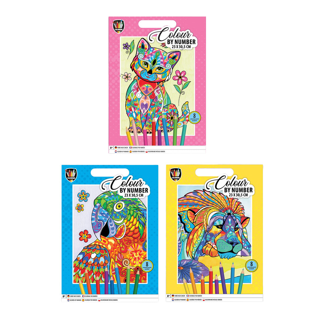Creative Craft Group - Creative Craft Group Kleuren op nummer dier met 8 kleurpotloden