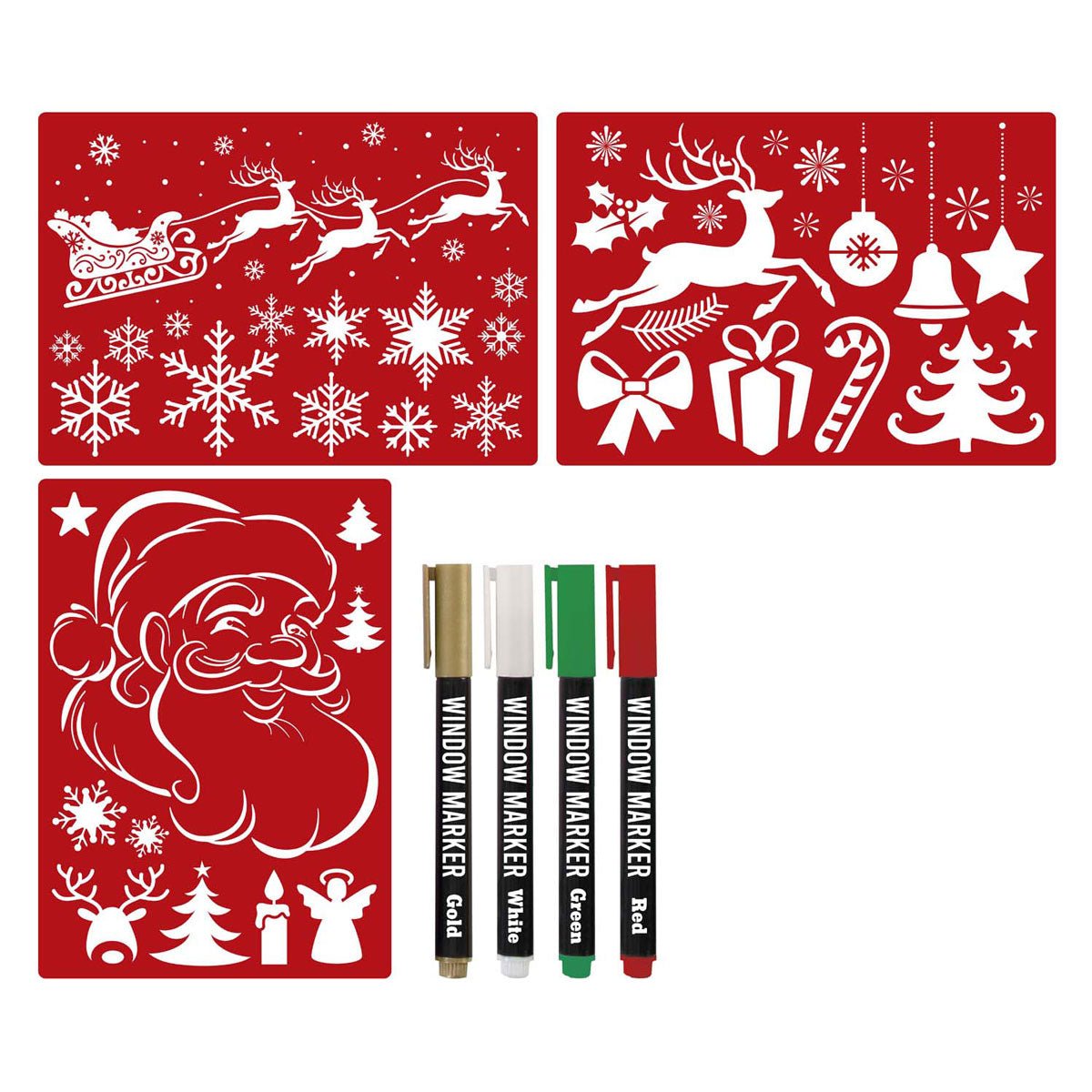 Creative Craft Group - Creative Craft Group Kerst raamsjablonen set met raamstiften