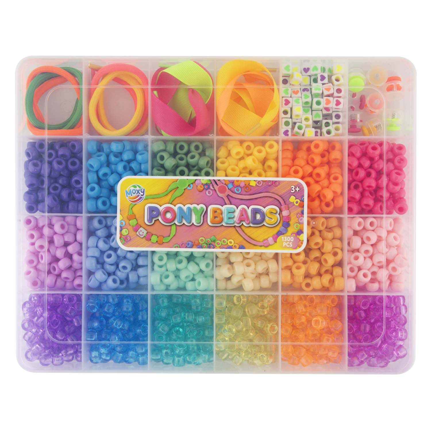 Creative Craft Group - Creative Craft Group Pony beads & accessoires in opbergdoos 18 kleuren