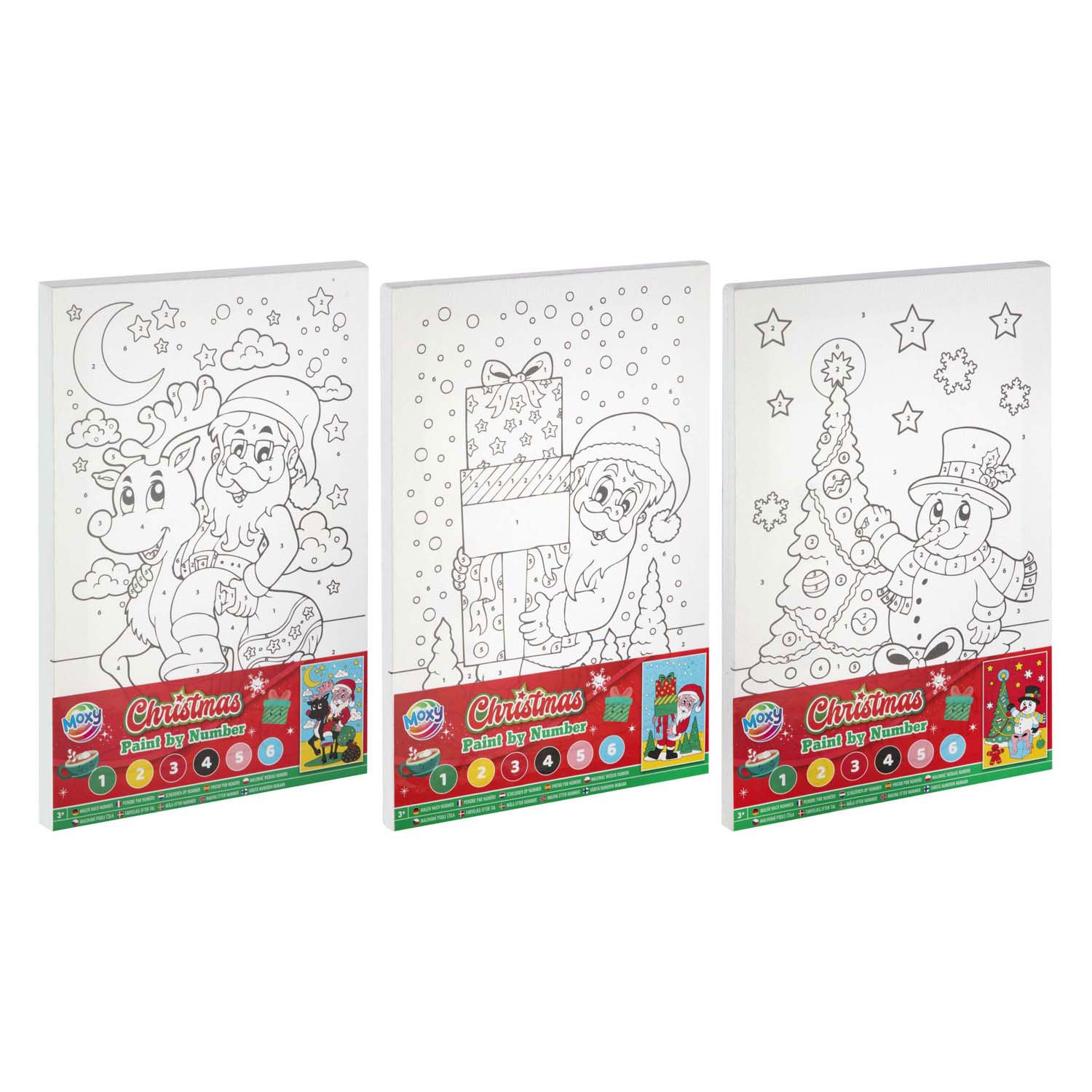 Creative craft group canvas schilderen op nummer kerstmis - incl 6 kleuren verf en penseel