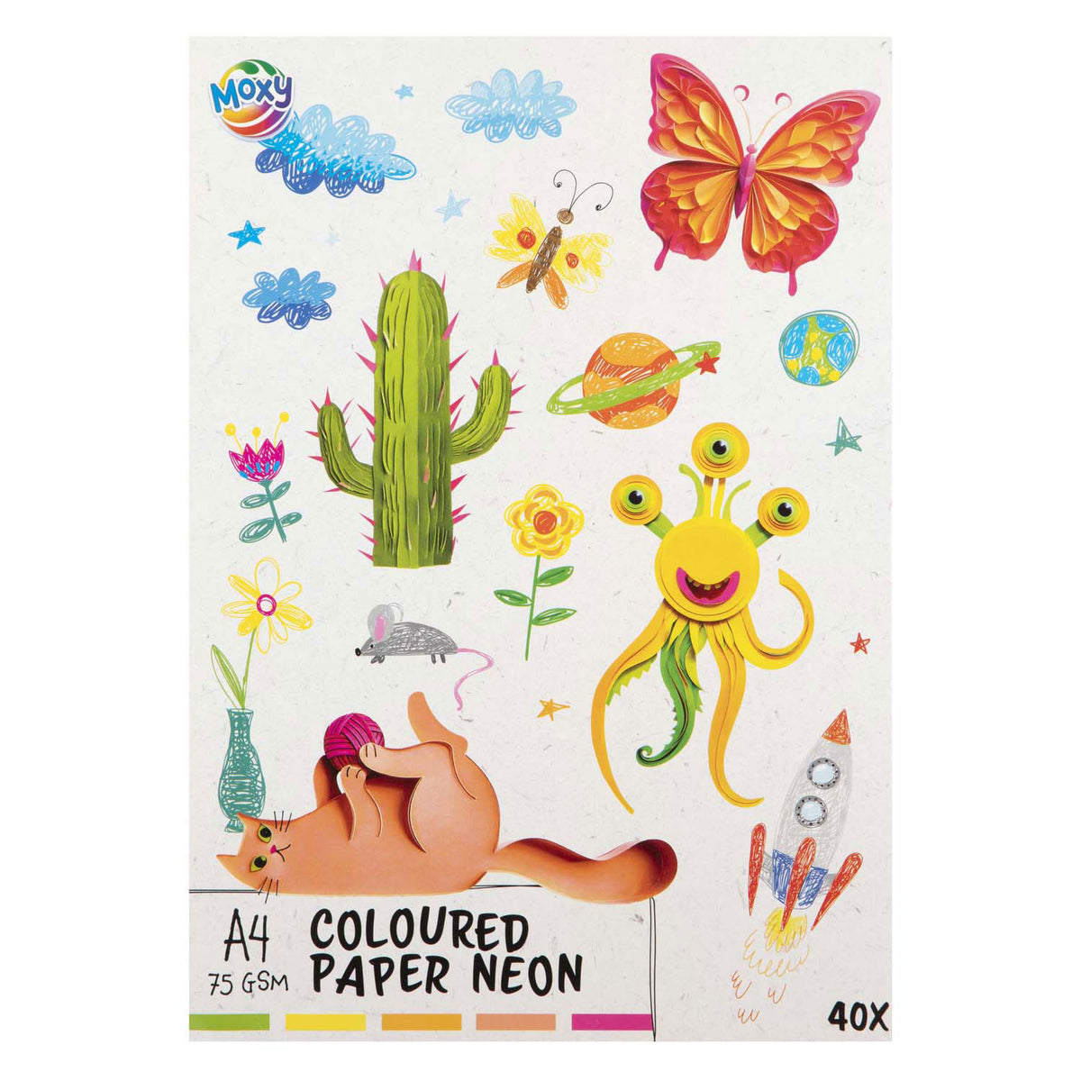 Creative Craft Group - Creative Craft Group Gekleurd papier fluor a4 40 vellen 5 kleuren