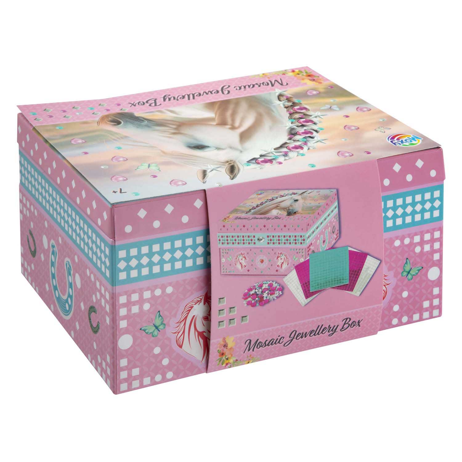 Moxy paarden juwelendoos mozaiek versieren - knutselset sieradendoosje - creatief speelgoed meisjes vanaf 3 jaar - cadeautip