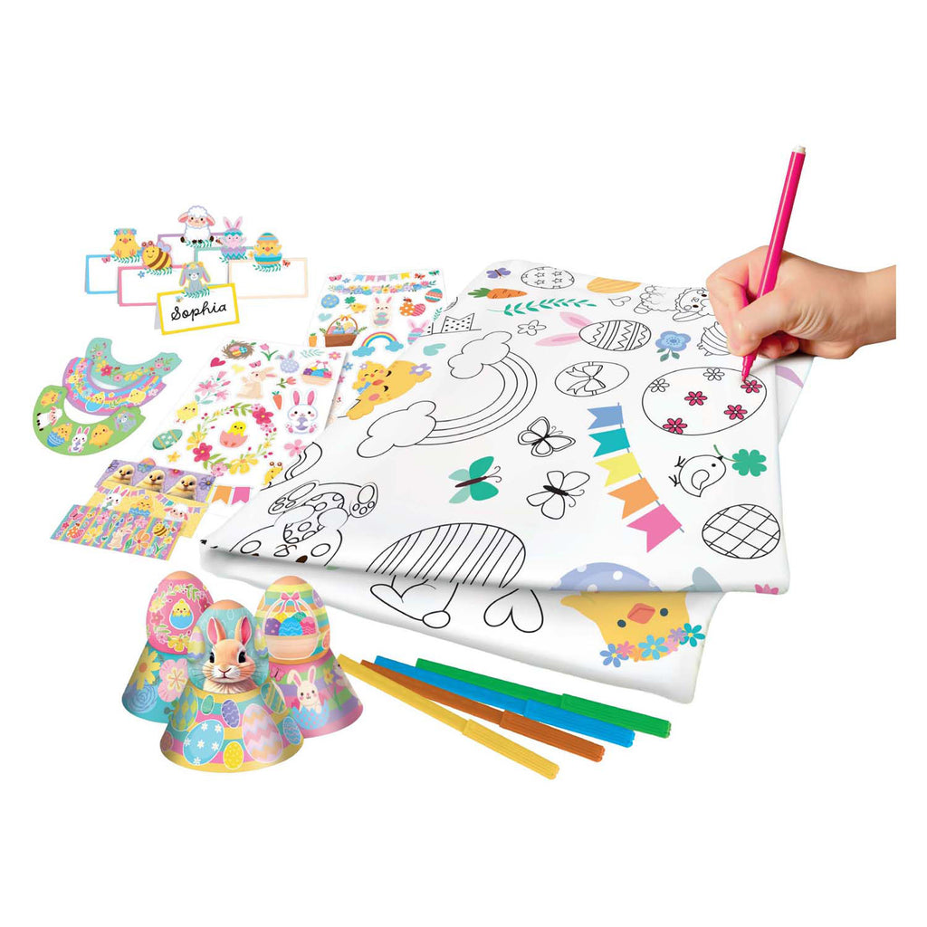 Creative Craft Group - Creative Craft Group Kleur je eigen pasen tafelkleed eierdopjes en naambordjes