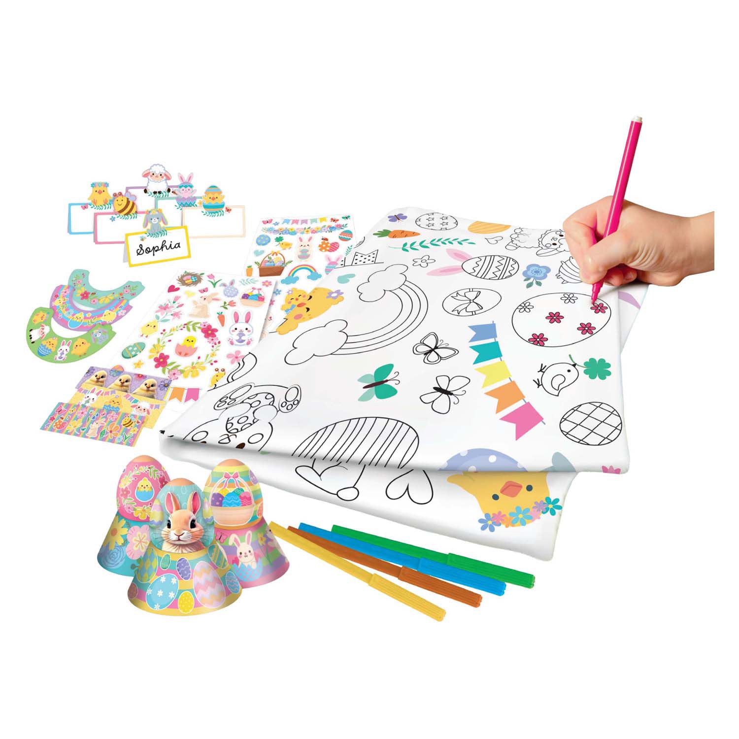 Creative Craft Group - Creative Craft Group Kleur je eigen pasen tafelkleed eierdopjes en naambordjes