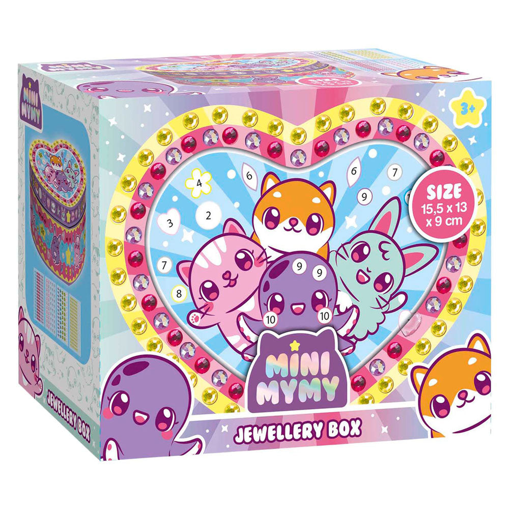Totum mini mymy hartvormig sieradendoosje versieren - met spiegel en 100+ stickers - speelgoed kinderen - knutselen - voor meisjes en jongens - ook voor kleuters - vanaf 3 jaar