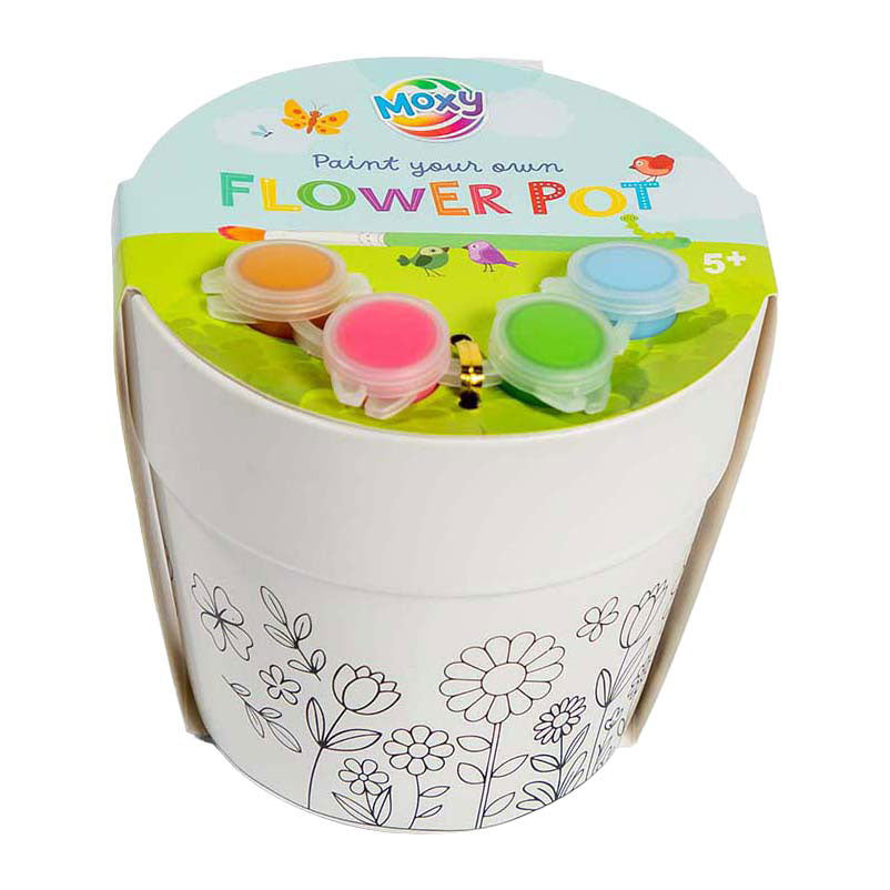 Creative Craft Group - Creative Craft Group Verf-je-eigen bloempot - incl. 4 verfkleuren & 1 kwast