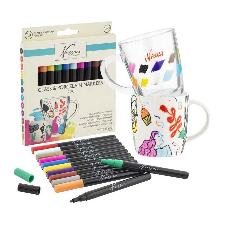 Creative Craft Group - Creative Craft Group Nassau glas- & porseleinmarkers - 12 stuks