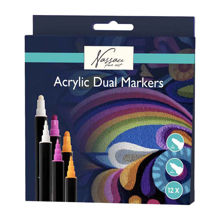 Creative Craft Group - Creative Craft Group Nassau acryl markers met dubbele punt - 12 stuks