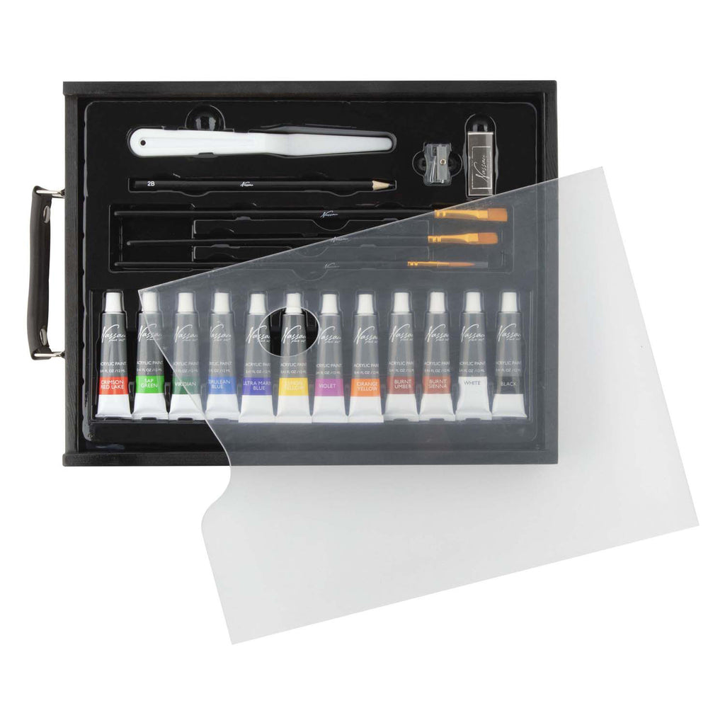Creative Craft Group - Creative Craft Group Nassau zwarte houten koffer acryl set - 21dlg.