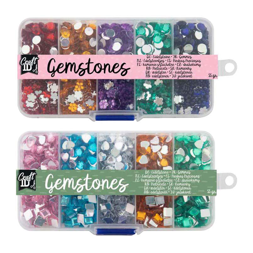 Creative Craft Group - Creative Craft Group Decoratiestenen in opbergbox - 10 kleuren