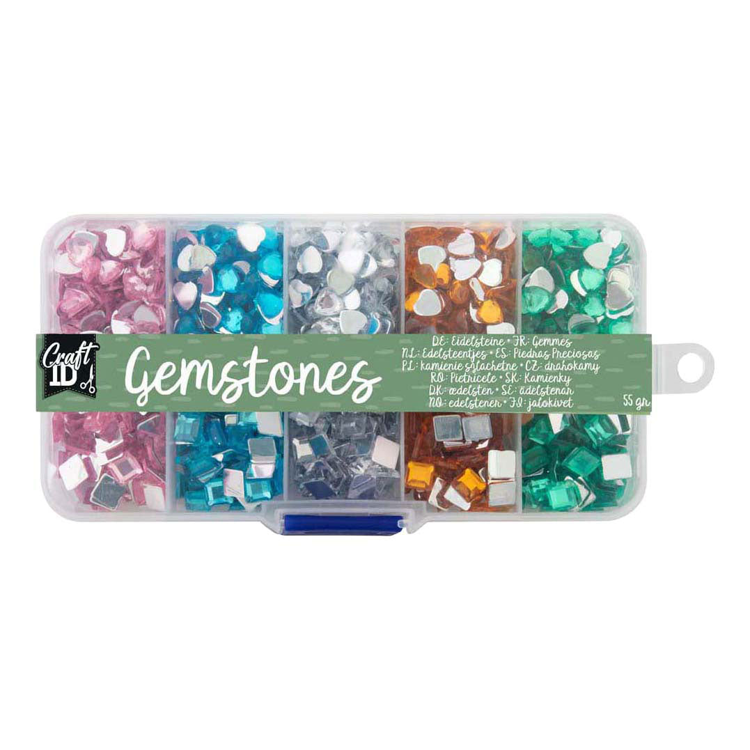 Creative Craft Group - Creative Craft Group Decoratiestenen in opbergbox - 10 kleuren