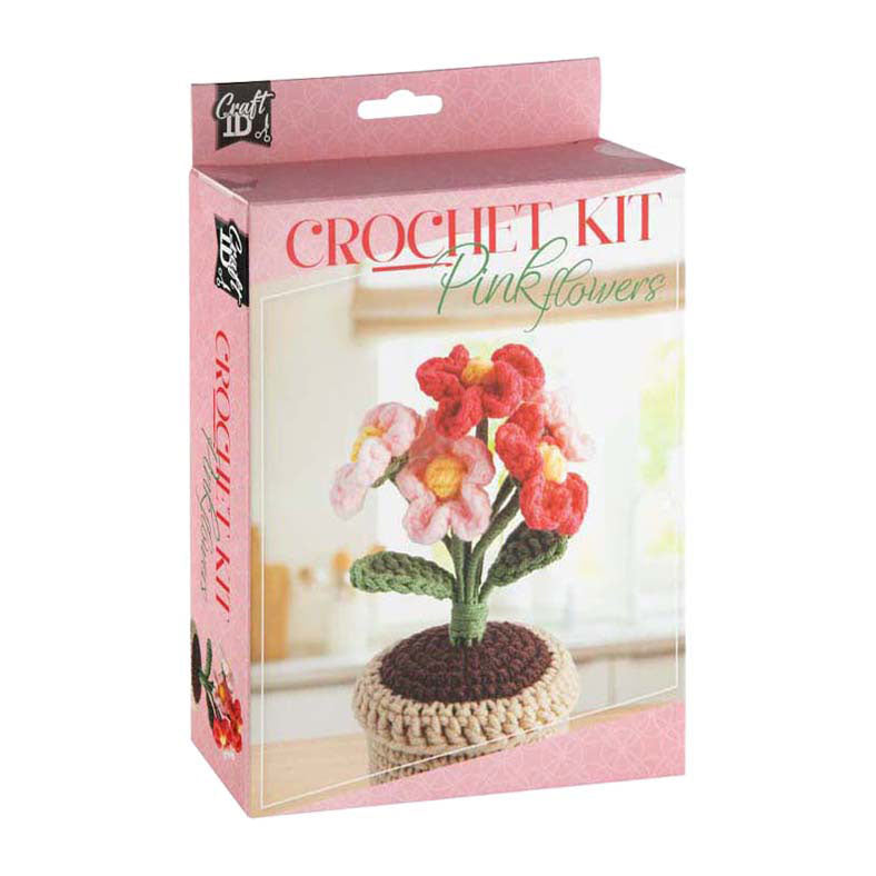 Creative Craft Group - Creative Craft Group Haakpakket bloempot roze bloemen - incl. naald en draad