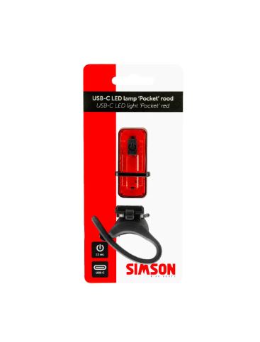 Simson achterlicht pocket usb-c rood