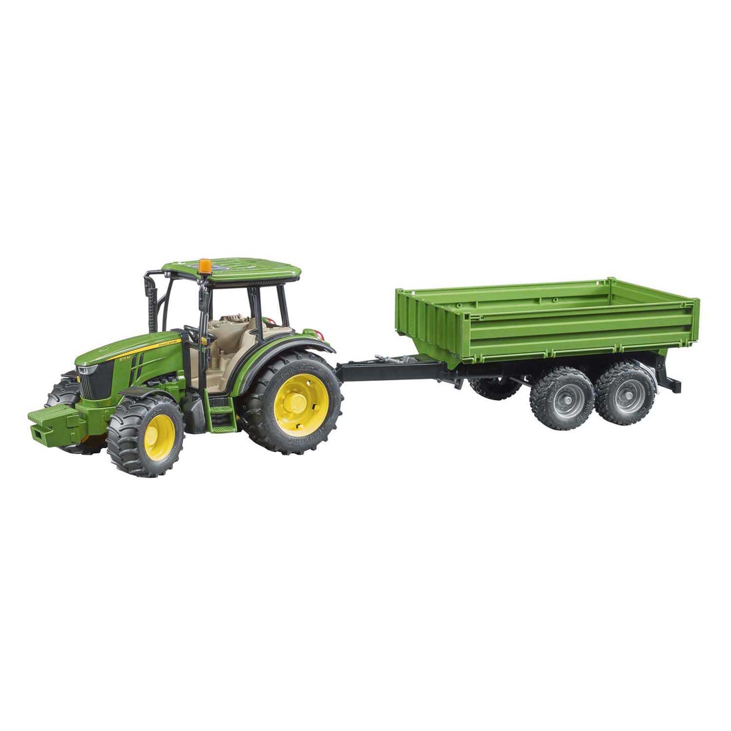 Bruder - Bruder john deere tractor 5115 m met aanhanger 1:16