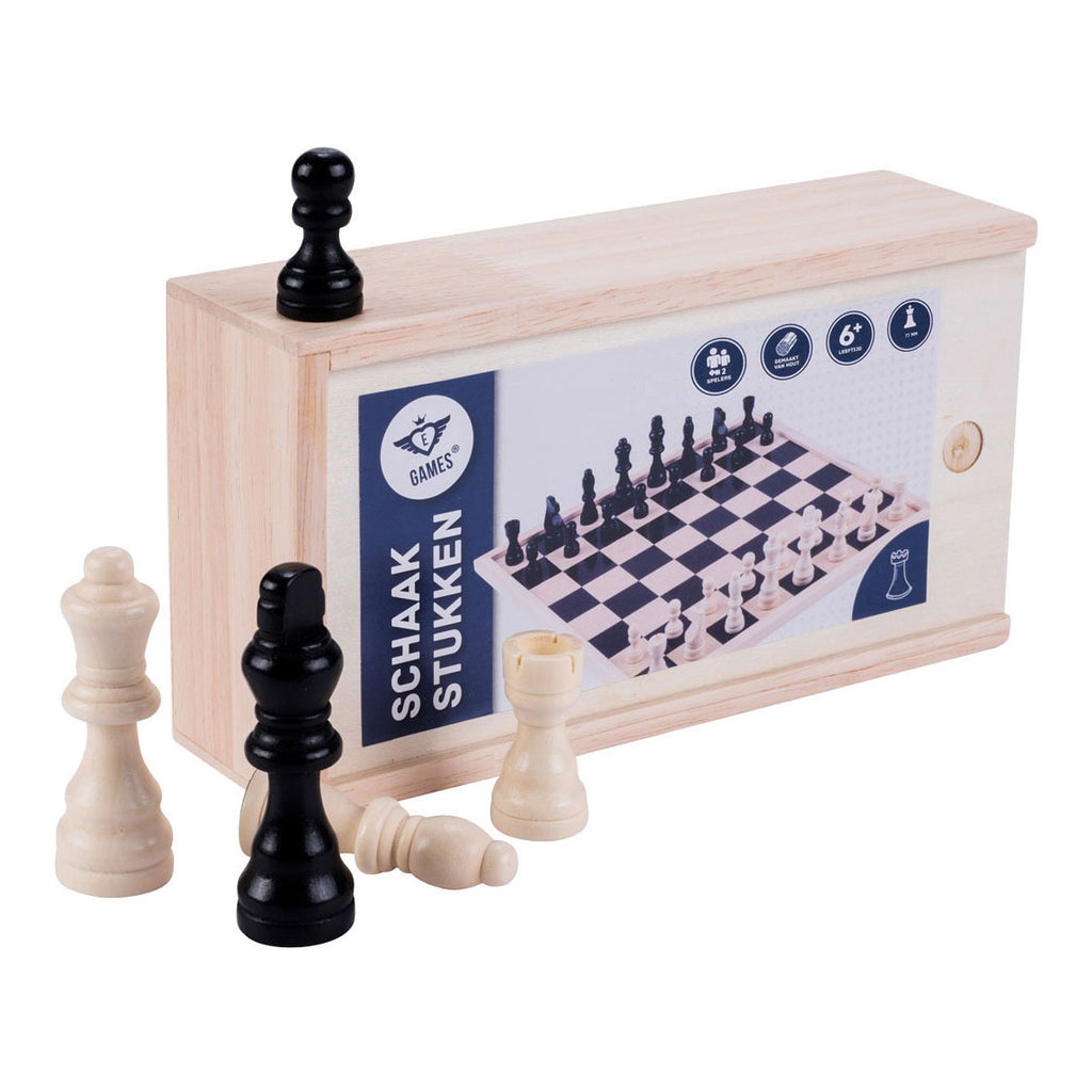 Longfield schaakstukken in kistje koning 77mm