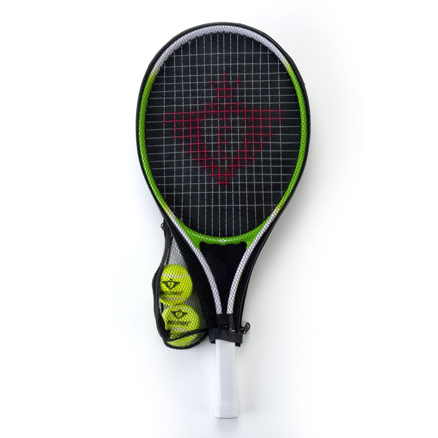 - Tennisracket met Hoes en 2 Ballen - Groen