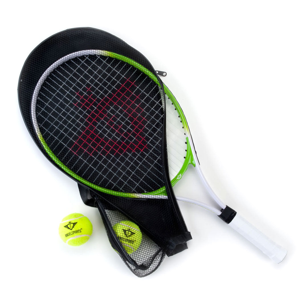 - Tennisracket met Hoes en 2 Ballen - Groen