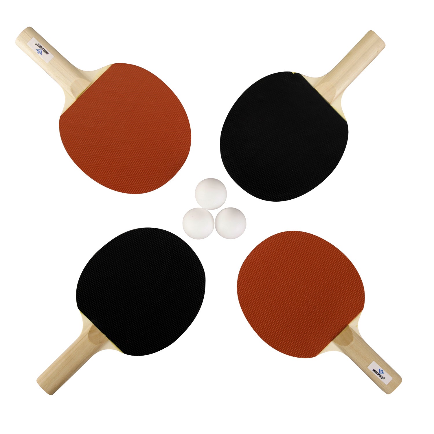 Engelhart tafeltennisset 4x 1-ster bat + 3 ballen