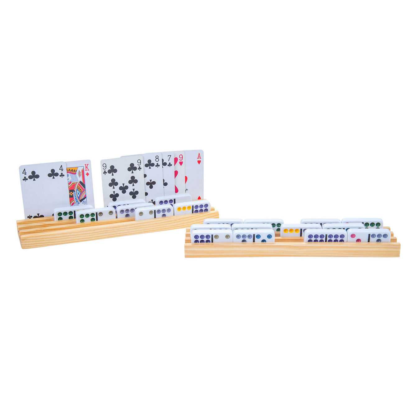 - Houten Domino- en Kaarthouder 4 stuks