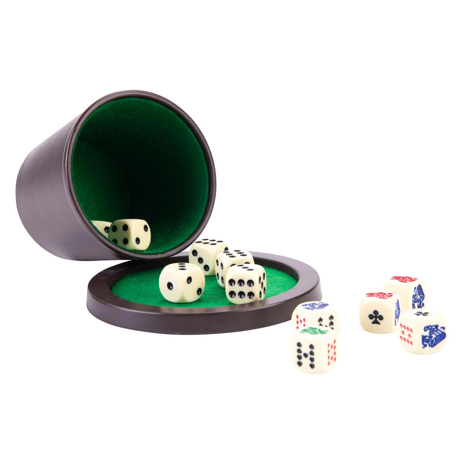 Longfield pokerbeker met deksel en dobbelstenen
