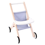 - Houten Poppenwandelwagen Grijs/ blauw