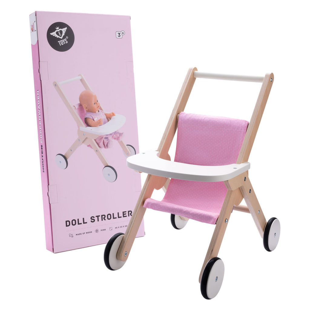 Engelhart - Engelhart Houten poppenwandelwagen roze