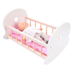 - Poppenbedje Schommelwieg Roze/Wit