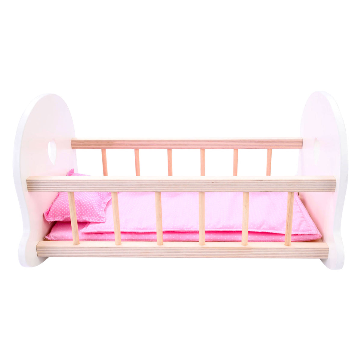- Poppenbedje Schommelwieg Roze/Wit