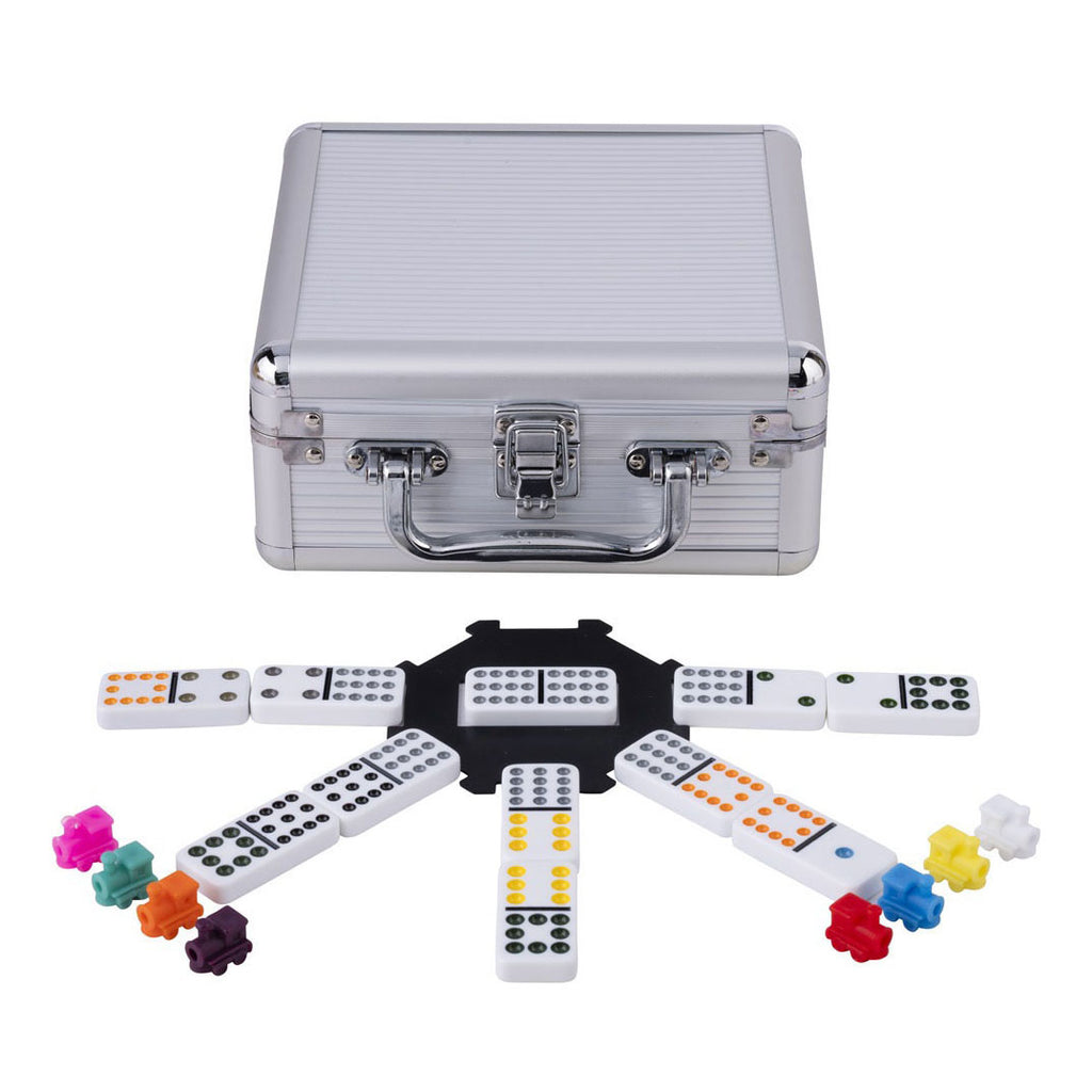 - Domino Dubbel 12 Mexican Train in Aluminium Koffer