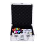 Engelhart - Engelhart Domino dubbel 12 mexican train – 91 stenen met gekleurde ogen – luxe aluminium koffer met handvat – inclusief station & treinen – strategisch familiespel –