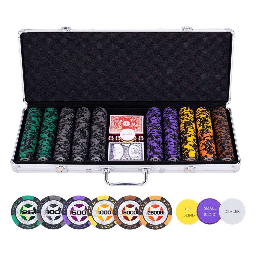 Longfield - Longfield Pokerset in zilveren koffer - high stake 500 chips 14gr.