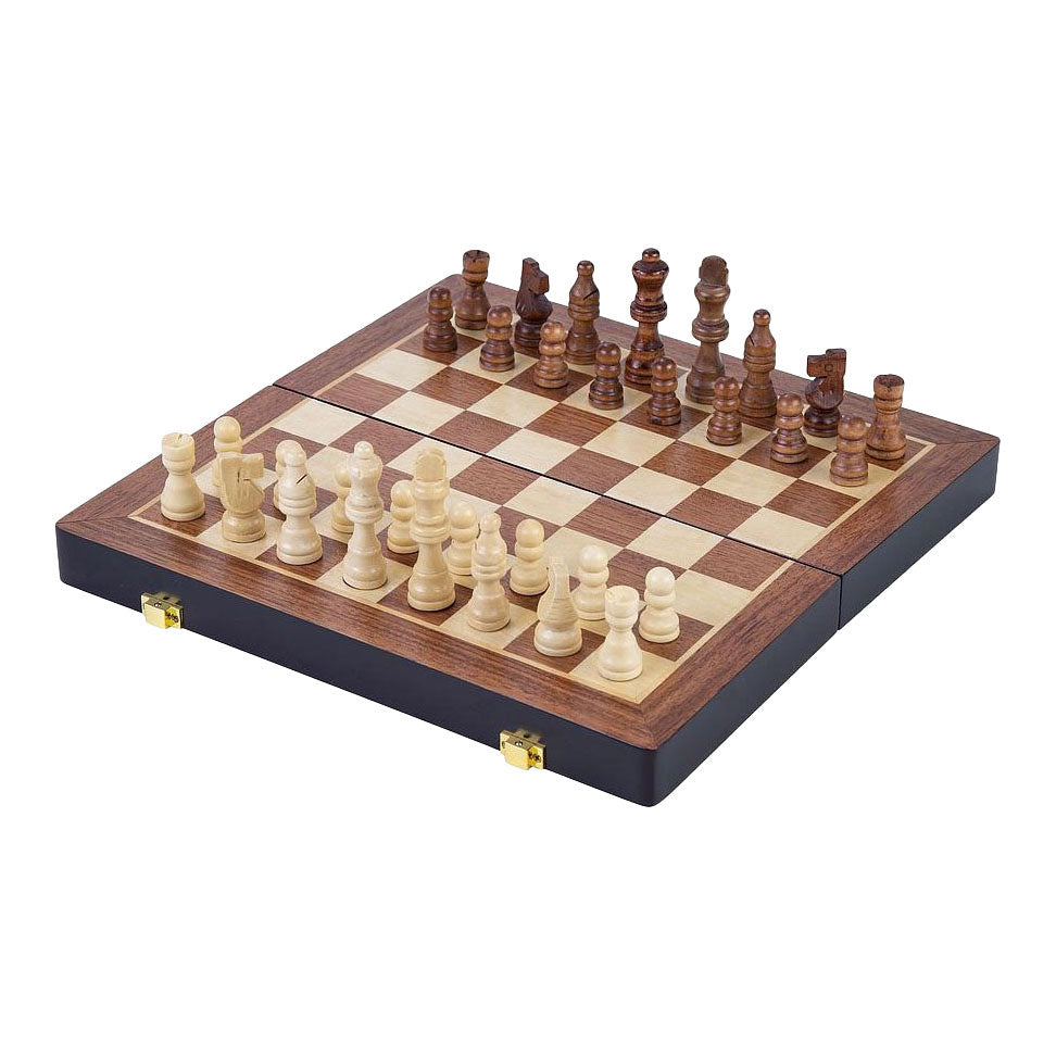Essenhouten schaakspel opklapbaar - 38,5x38,5x5,8cm