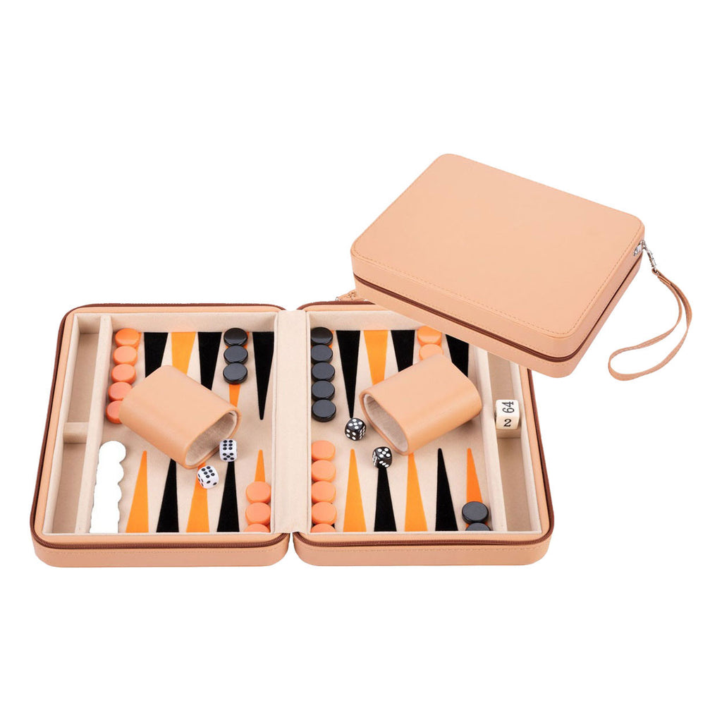 Engelhart - Engelhart Backgammon reisspel met rits - beige