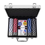 Longfield - Longfield Pokerset in zilveren koffer met 200 chips – compleet met kaarten dealer buttons & dobbelstenen – engelhart