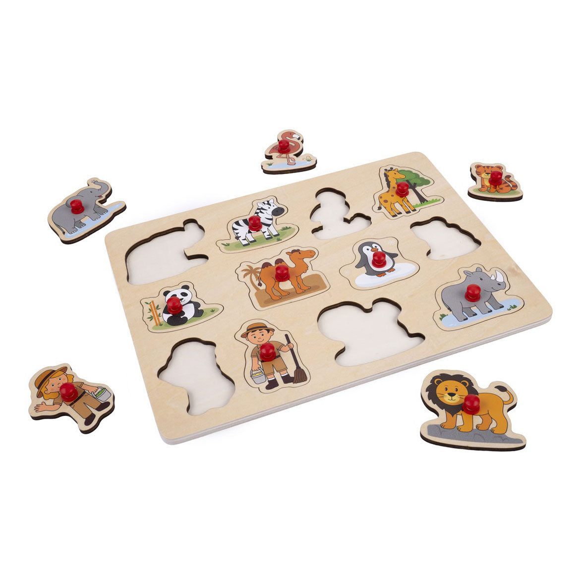 Engelhart - Engelhart Noppenpuzzel dierentuin - 12 stuks