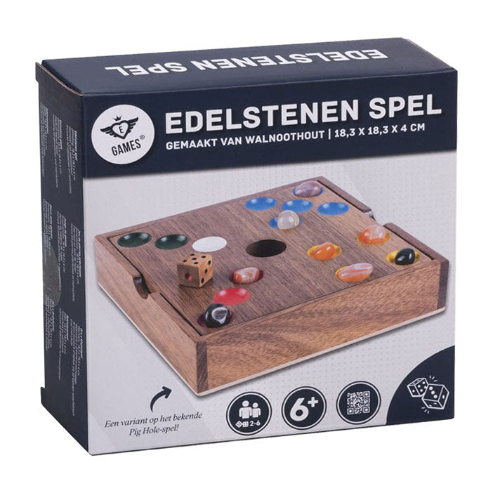 Engelhart - Engelhart Edelstenen spel – walnoothout – 183 x 183 x 4 cm – inclusief 60 edelstenen – strategisch bordspel –