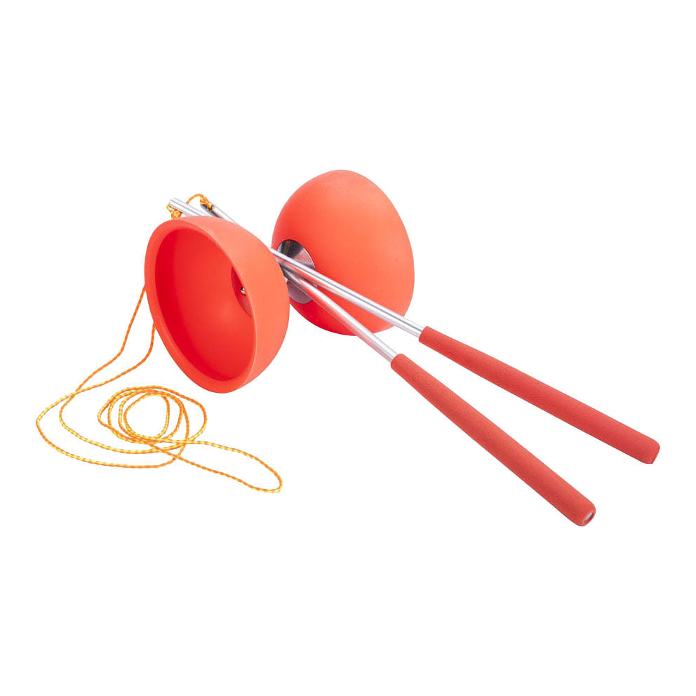 - Diabolo van Rubber met Metalen Stokjes - Fluor Rood