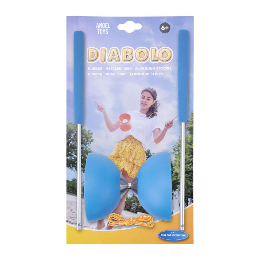 - Diabolo van Rubber met Metalen Stokjes - Blauw