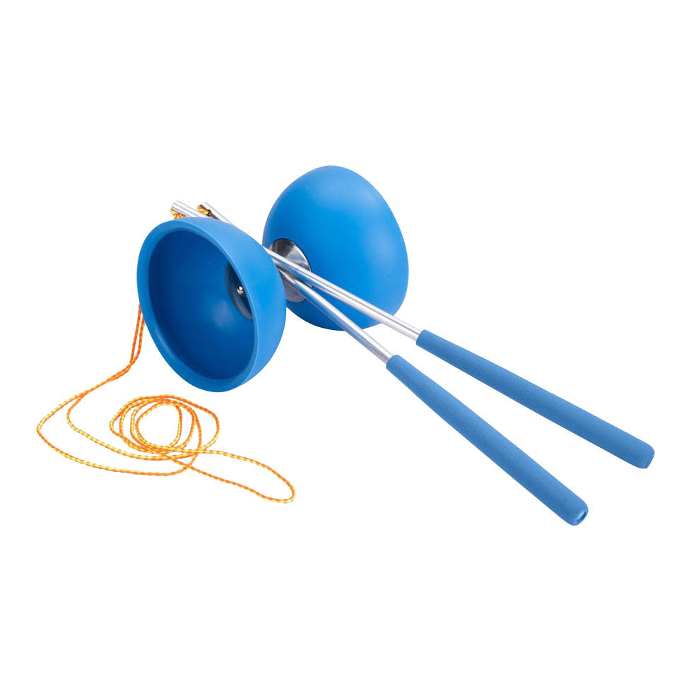 - Diabolo van Rubber met Metalen Stokjes - Blauw