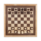 Engelhart - Engelhart Schaakset 40x40 cm – luxe houten schaakbord ingelegd esdoorn & walnoot fineer – koning 77 mm – met opbergsysteem – inclusief colourbox – houten schaakstukken & bord –