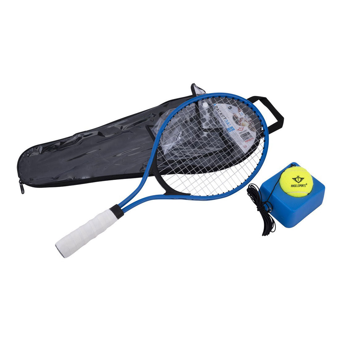 Engelhart - Engelhart Racketball set – tennisracket 21” blauw met tennistrainer en bal – inclusief hoes – rebound trainingsset voor beginners en oefening –