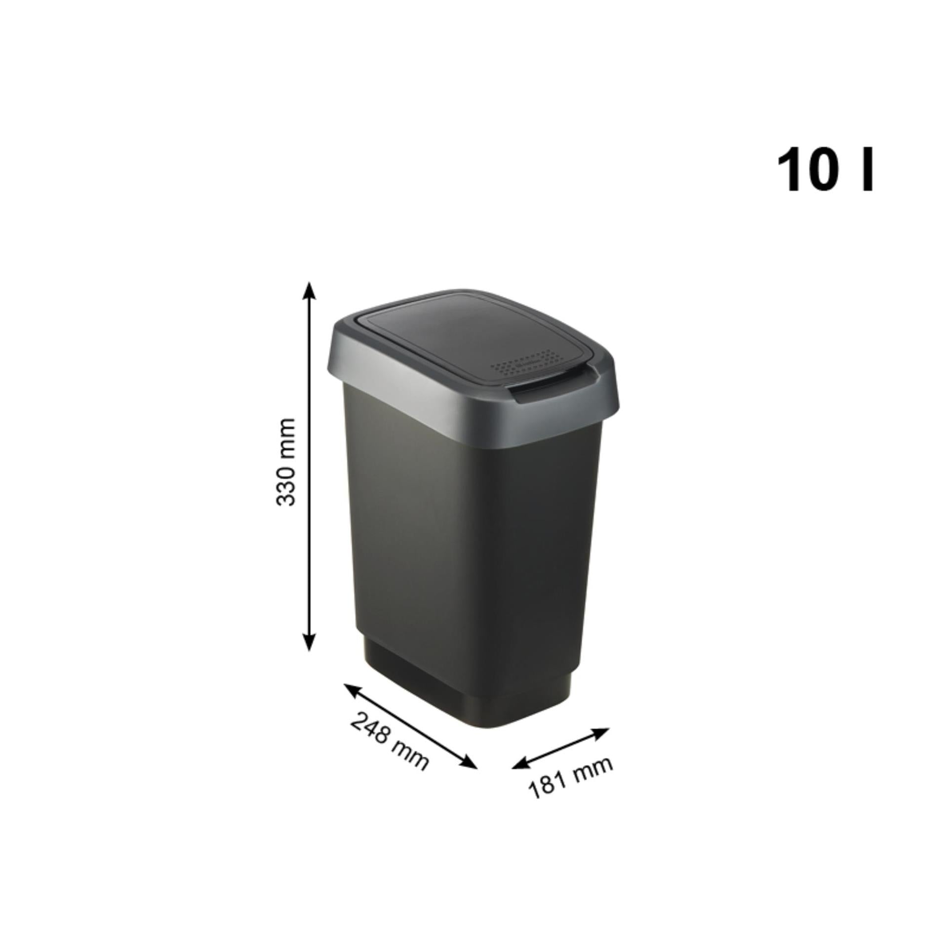 Rotho - Rotho twist afvalbak 10l dark silver
